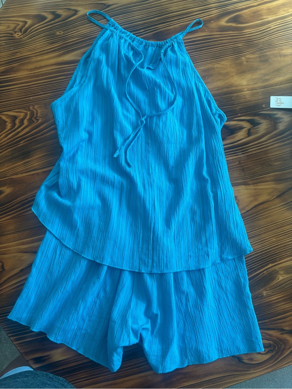 Women’s Aqua Blue Spaghetti-Strap Tank & Short Set